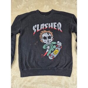 Halloween Slasher Michael Myers Skateboard Graphic Black Sweatshirt Size Small